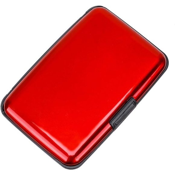 Men Women Red Wallet Credit Cards Holder Business Card Case Metal ID Case - Picture 1 of 7